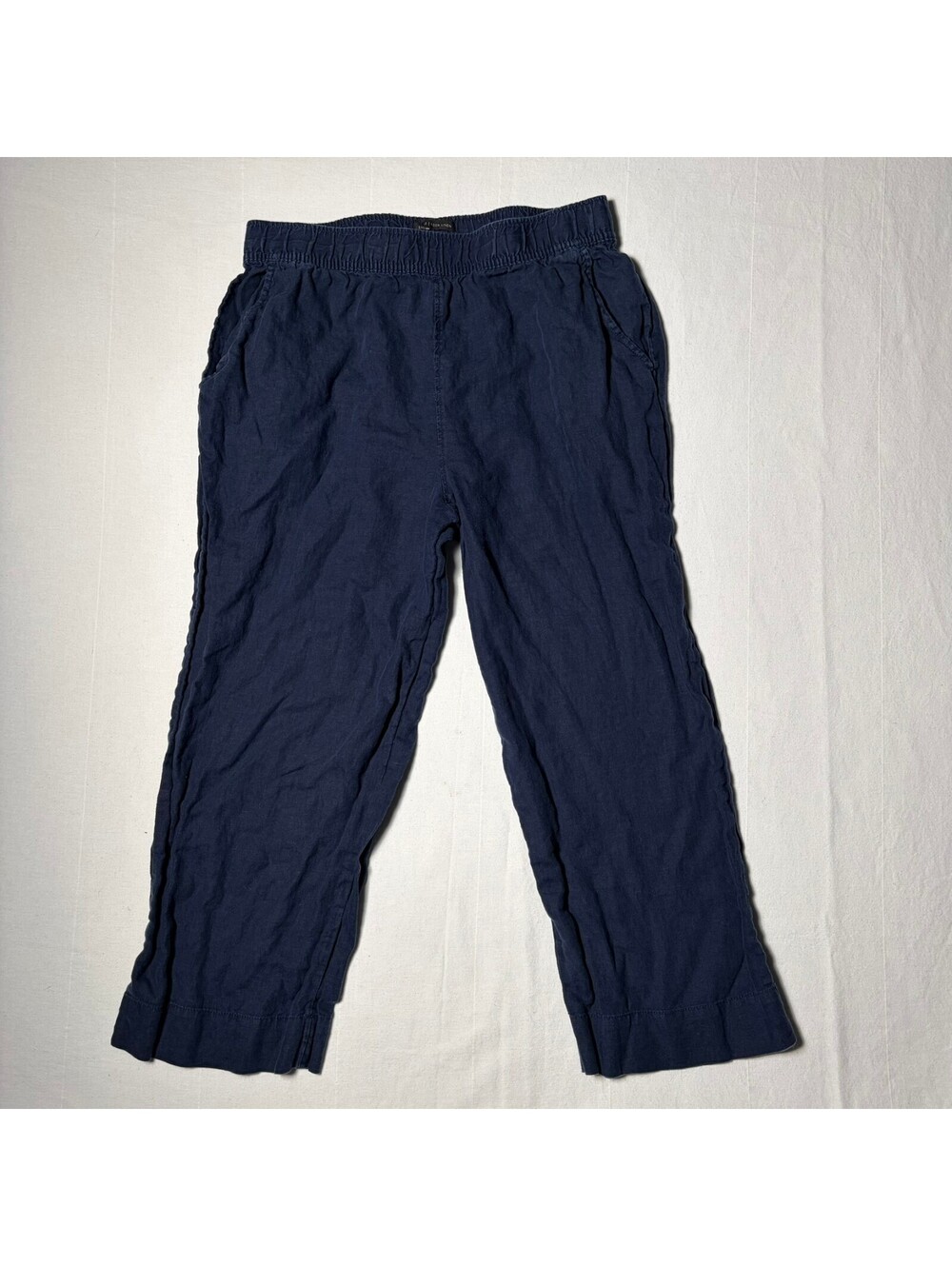 Tahari navy linen pull-on pants
